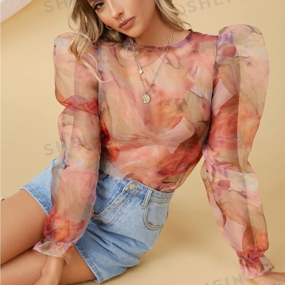 Mesh floral top